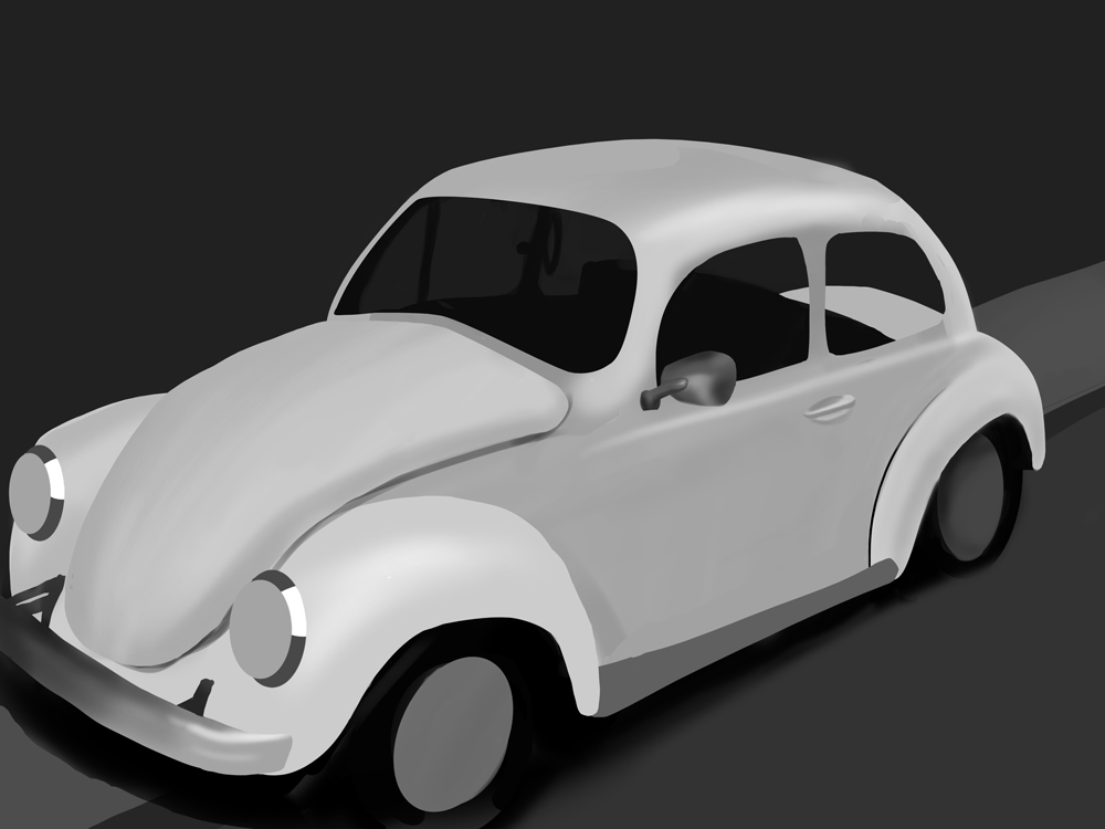 Digital greyscale car illustration