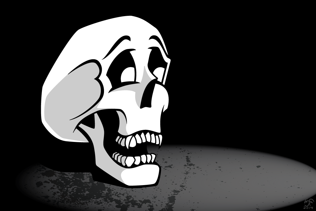 A digital illustration of a skull